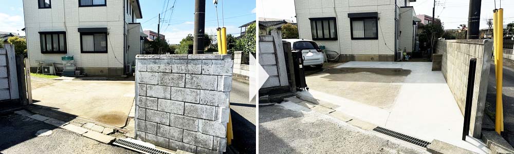 駐車場+間口を広くしてアコーディオン式ゲートを新しく